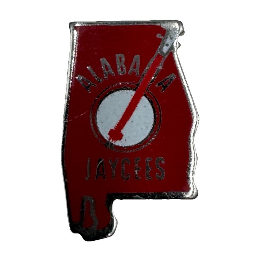 Vintage‎ Alabama State Jaycees Red Lapel Pin Pinback